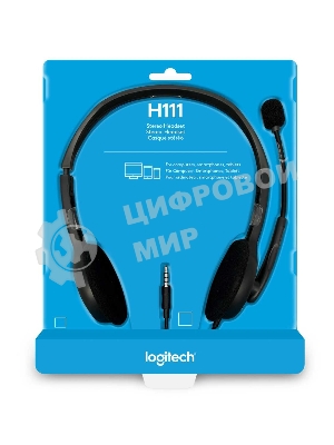 Гарнитура Logitech H111 чёрный, проводная, 3.5 мм