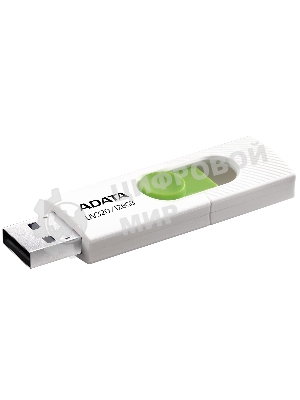 Флешка USB ADATA UV320 (AUV320-128G-RWHGN), 128Gb, USB 3.2 Gen1, R/W 100/30, белый/зеленый