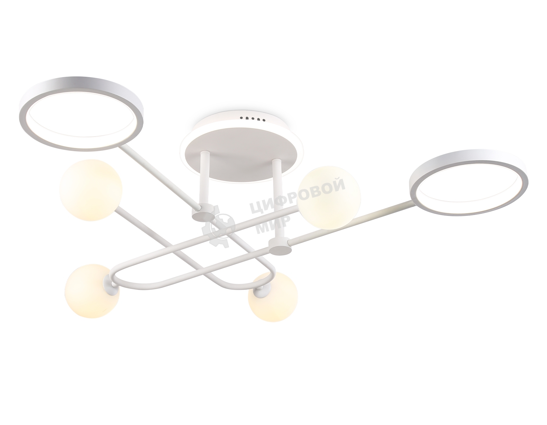 Потолочный светодиодный светильник Ambrella light FL66229/6 WH белый 48W 3000K-6400K+G9/4 880*880*240 (ПДУ ИК)