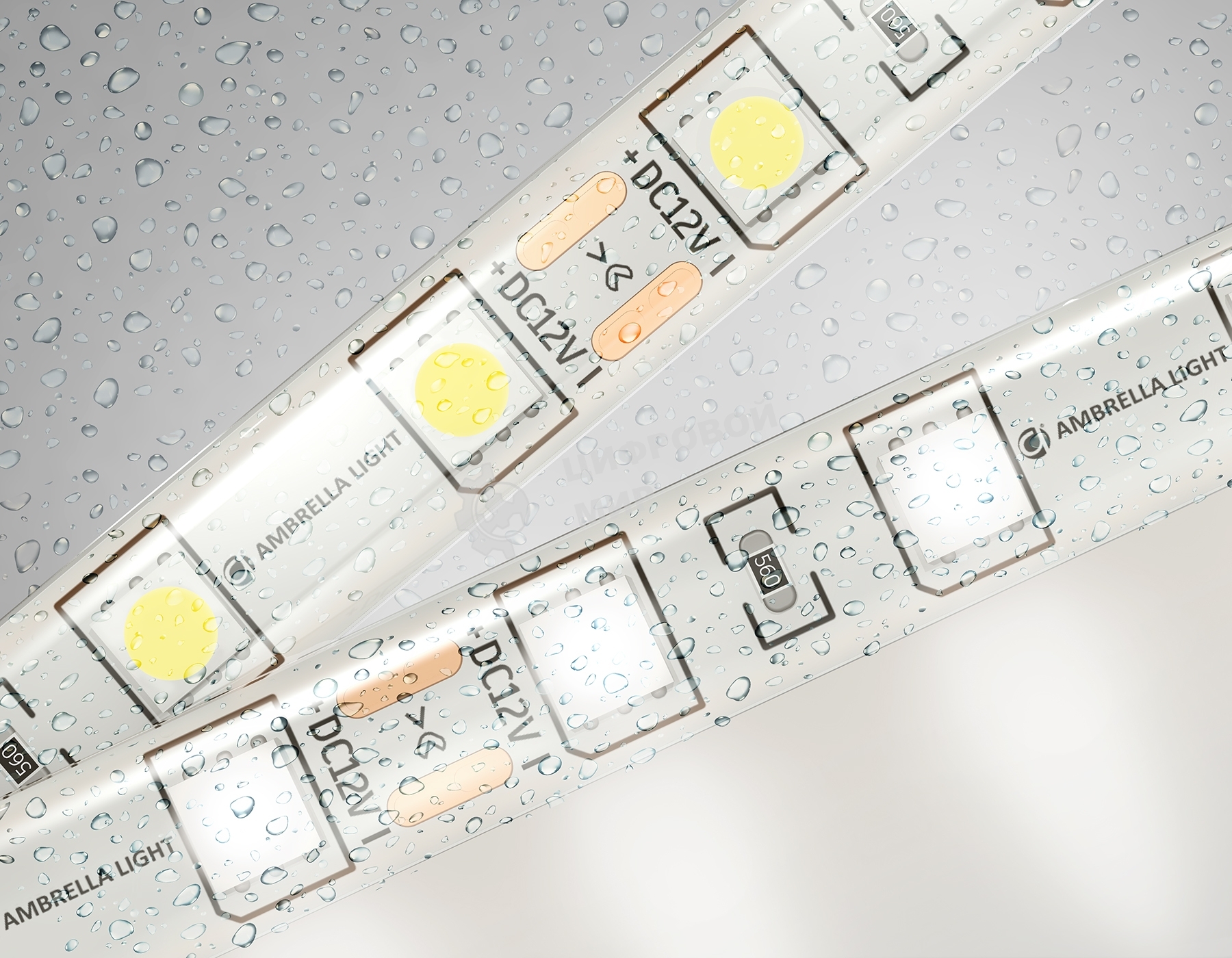 Светодиодная лента Ambrella light GS2102 5050 60Led/ 14.4W m/ 12V IP65 4500K/ 5000*10*2.87mm (2 конт.)