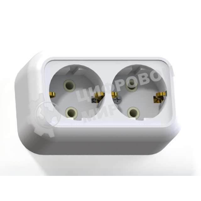 Розетка Кунцево-Электро 2-м ОП Валентина РА16-826 с заземл. белый