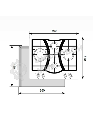 Газовая варочная поверхность Lex GVE 643C IV, 4 конфорки, эмаль, 9250 Вт