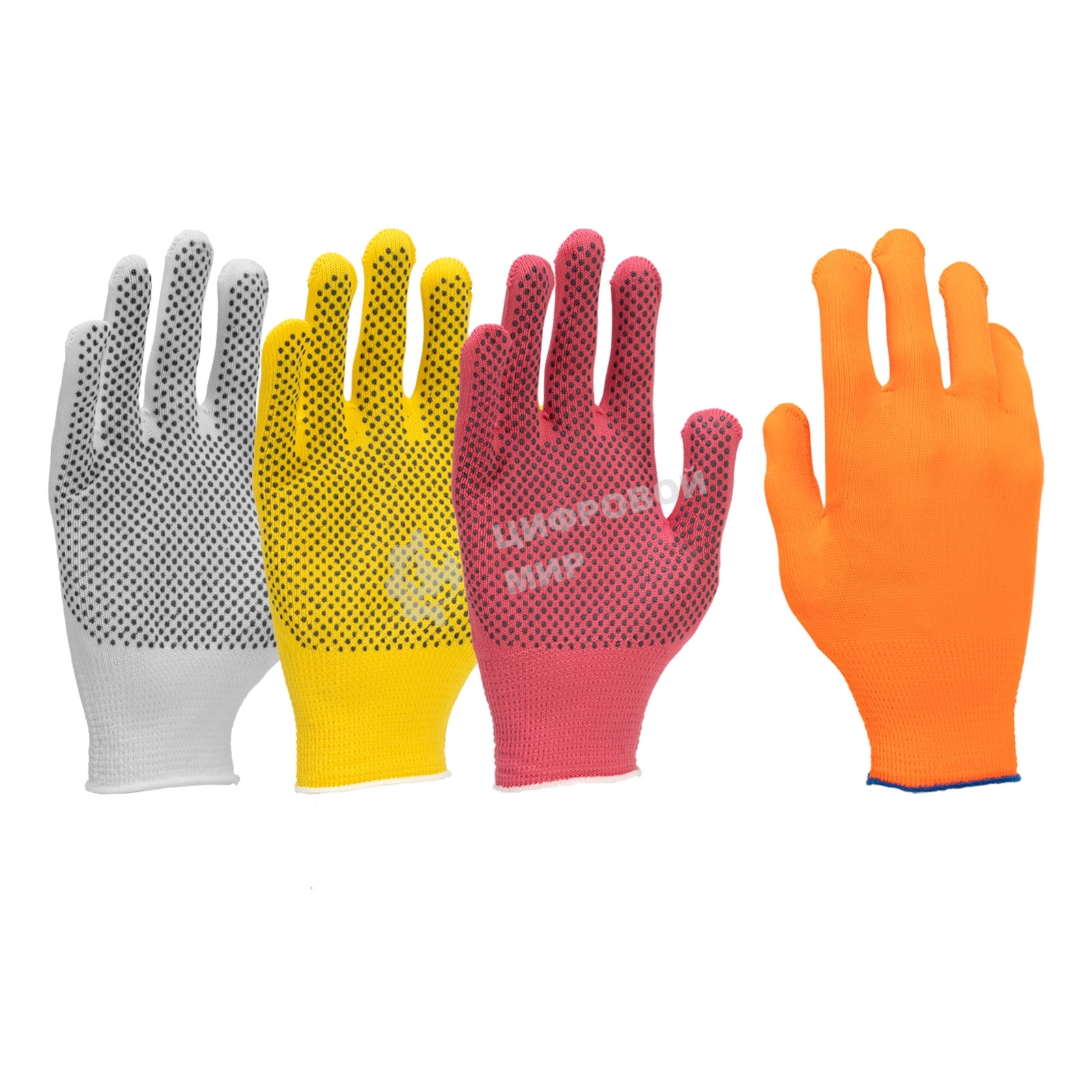 Перчатки в наборе Palisad 4 пары, цвета в ассортименте, ПВХ точка, L