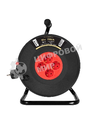 Удлинитель на катушке ExeGate industrial ECS-10-3-50 (4 евророзетки с заземлением, IP20, 50 м, защита от детей, защита от перегрузки, 3х1,0 мм2, 10А/2.3 кВт)