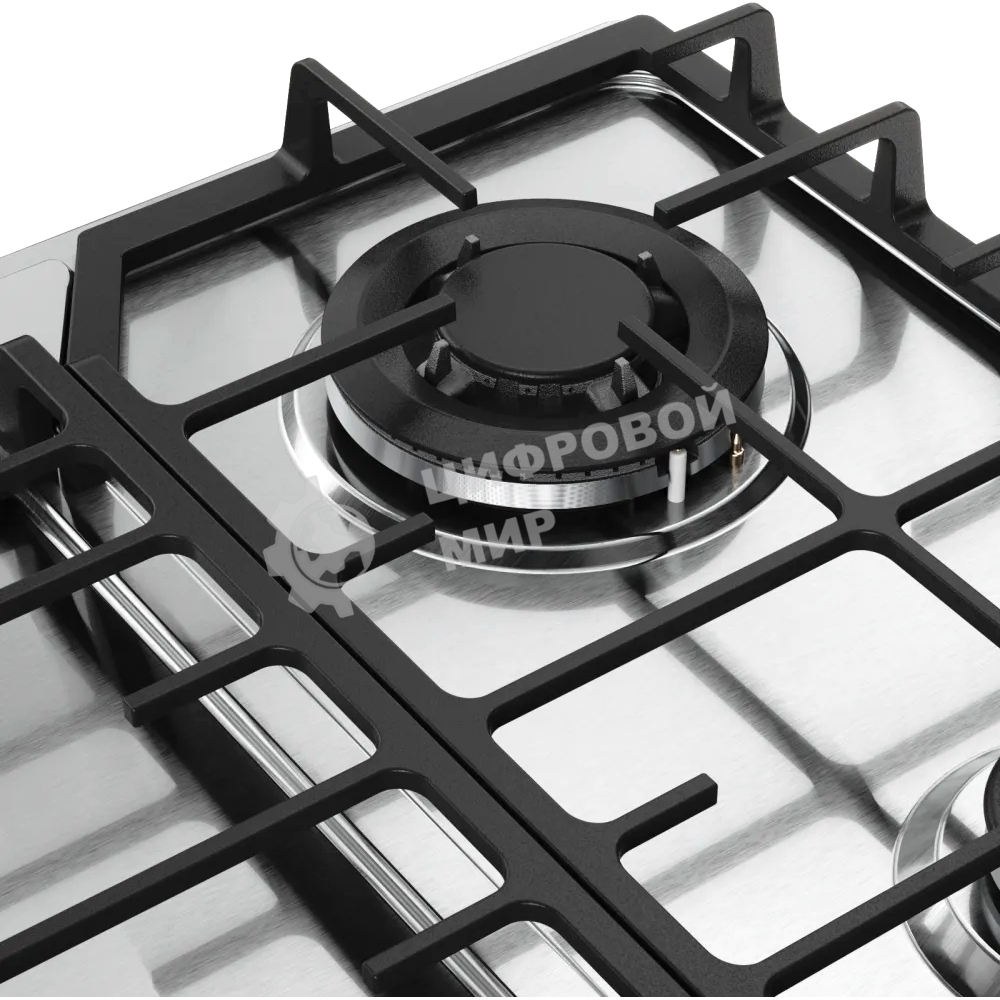 Варочная панель Kuppersberg FS 66 X газ, High-Tech, 58 см, автоматический электроподжиг, газ-контроль, форсунки под сжиженый газ, SABAF конфорки, чугунные решетки, цвет нержавеющая сталь, цвет фурнитуры черный