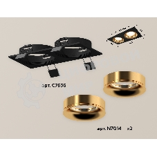 Комплект встраиваемого светильника Ambrella light XC7636005 SBK/PYG черный песок/золото желтое полированное MR16 GU5.3 (C7636, N7014)