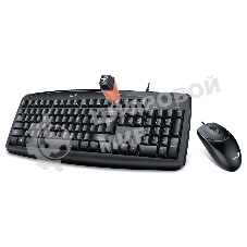 Комплект клавиатура + мышь проводной Genius KM-200, Оптическая мышь, 3 кнопки, 1000 DPI, Совместима с Windows 7, 8, 8.1, 10, Mac. OS X 10.8 и позднее, Кабель 1.5м, Цвет : черный