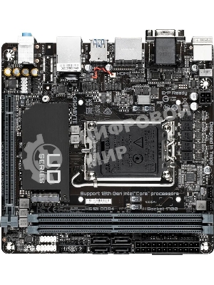 Материнская плата Gigabyte H610I DDR4, LGA 1700, Intel H610, 2xDDR4, 4xSATA, 1xM.2, 1xPCIe 4.0 x16, 1xHDMI, 1xVGA, 2xDP, 1x 1Gb LAN, 2xUSB-A 3.2 Gen 1, 4xUSB-A 2.0, 3x 3.5 мм, 7.1, Mini-ITX