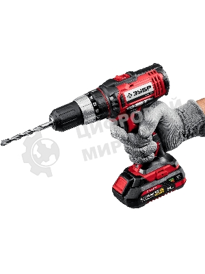Дрель-шуруповерт Зубр ДШУ-185-22, 18 В, 2 Ач, 40 Нм, щеточный, ударный