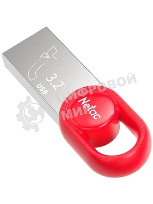 Флешка USB Netac UM2 (NT03UM2N-064G-32RE), 64Gb, USB 3.0, R/W 130/50, серебристый/красный