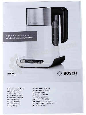Чайник электрический Bosch TWK8613 черный/серебристый, 1.5 л, 2400 Вт, скрытый нагревательный элемент, поддержание температуры