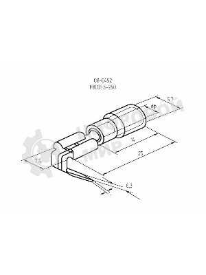 Клемма плоская Rexant изолированная гнездо 7.4 мм + штекер - 6.3 мм 4-6 мм² (РПи-О 6.0-(6.3)/РПИо 6.0-7.5)