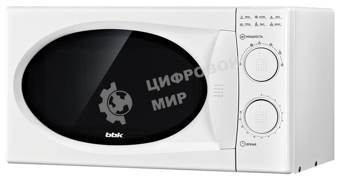 Микроволновая печь BBK 20MWS-803M/W белый, 20 л, 800 Вт, переключатели - поворотный механизм