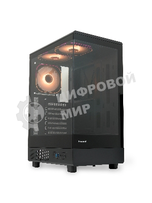 Компьютерный корпус HSPD F510, Panoramic Mid Tower, черный, TG, 0.5 SPCC, 3x120мм ARGb ATX, mATX, mITX 180/280/160мм 1x2.5
