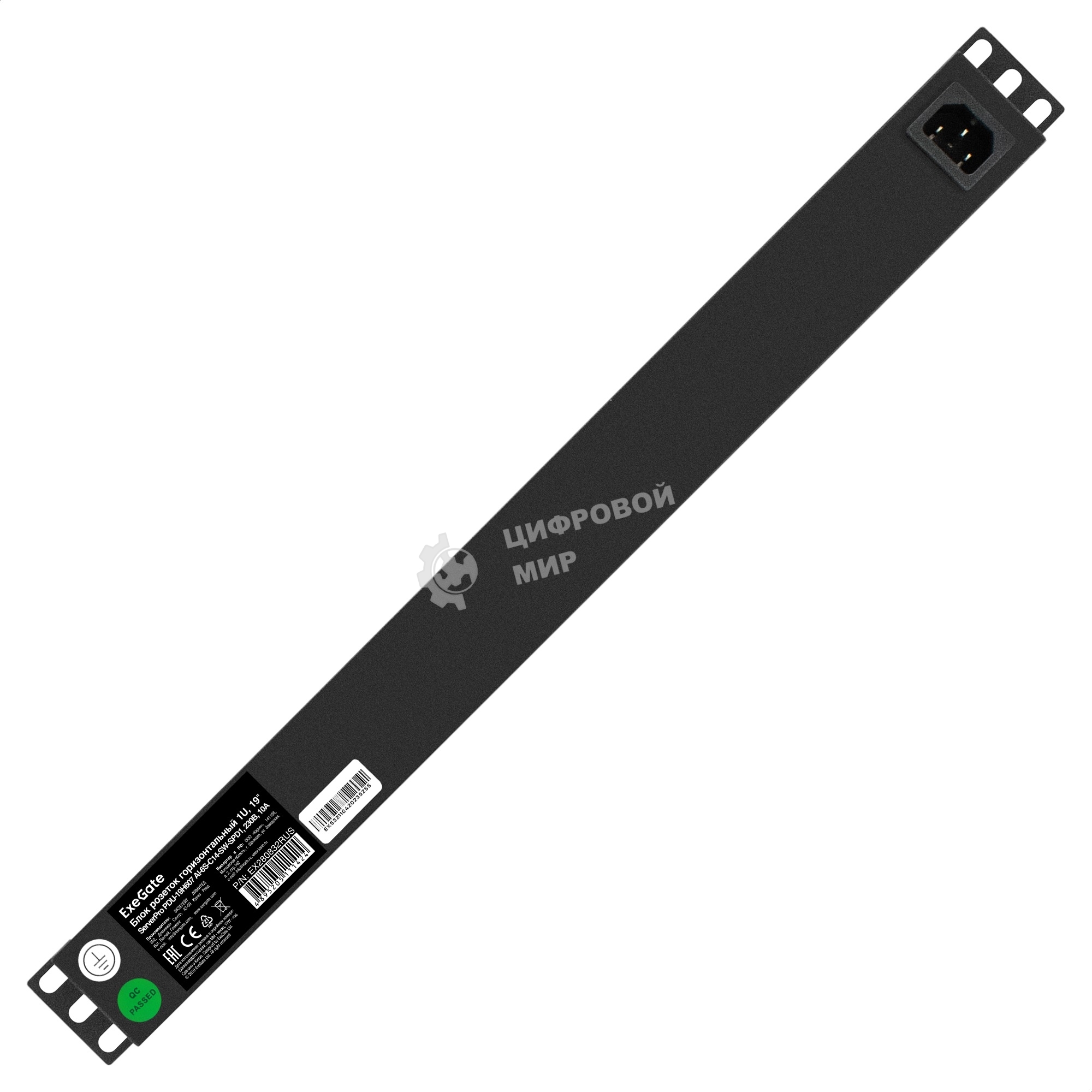Блок розеток горизонтальный ExeGate ServerPro PDU-19H607 Al-6S-C14-SW-SPD1, 19