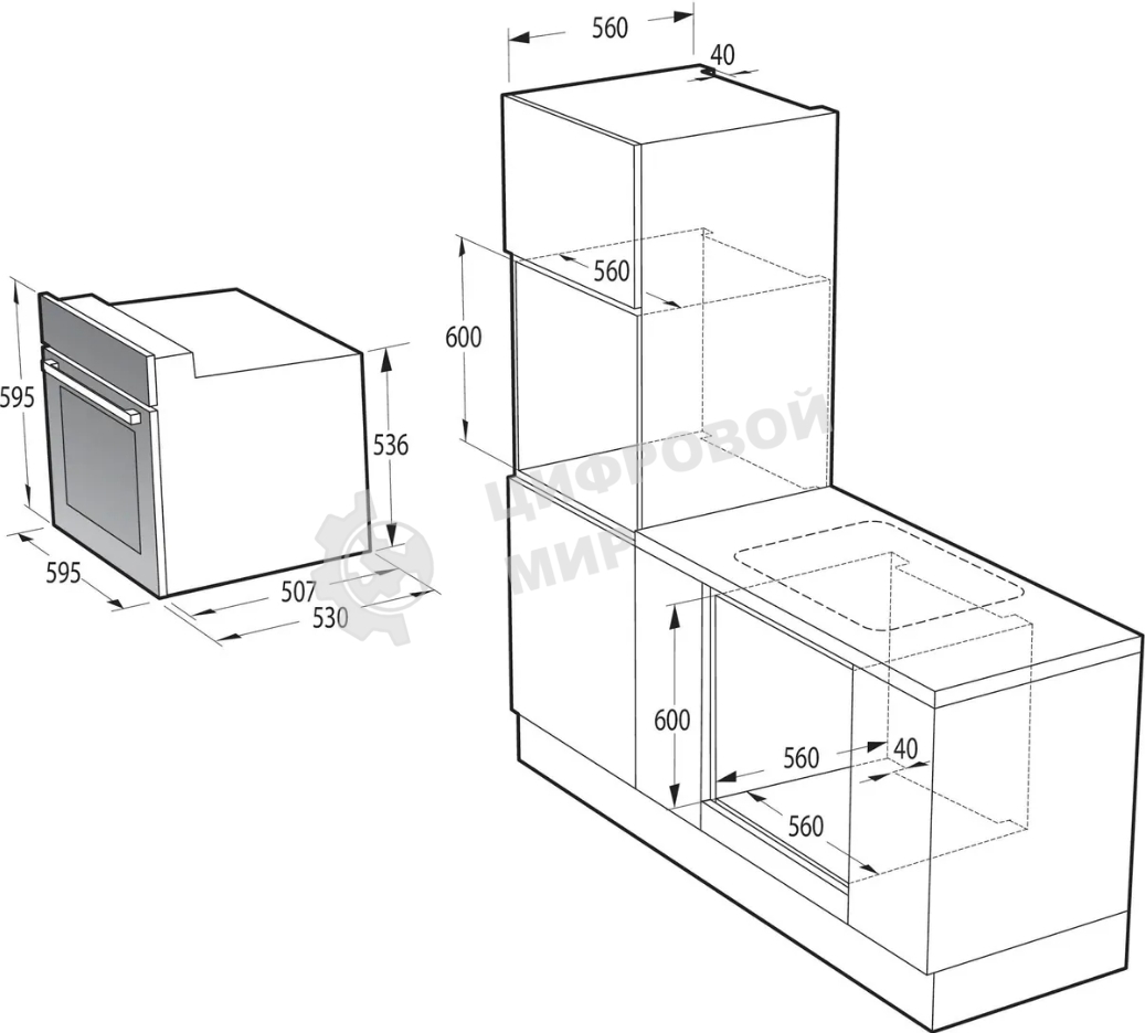 Встраиваемый духовой шкаф электрический Gorenje BO6727E03NX, черный/серебристый