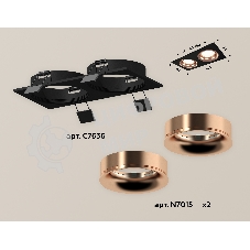Комплект встраиваемого светильника Ambrella light XC7636006 SBK/PPG черный песок/золото розовое полированное MR16 GU5.3 (C7636, N7015)