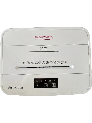Шредер Gladwork Aura CD20 серый (секр.P-4) фрагменты 20лист. 25лтр. скрепки скобы пл.карты CD