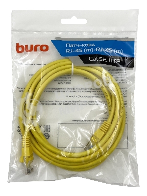 Патч-корд Buro UTP cat5E 3м желтый RJ-45 (m)-RJ-45 (m)