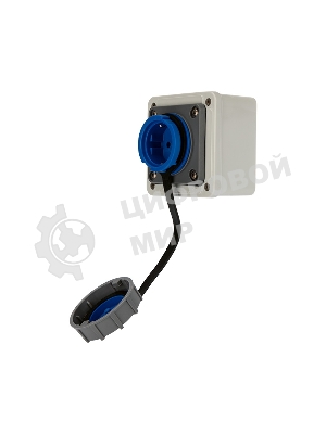 Розетка настенная Rexant влагозащищенная с крышкой 16 А, 2Р+РЕ, IP68