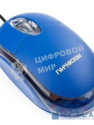 Мышь проводная Гарнизон GM-100B синий, 1000 dpi, USB, кнопки - 3