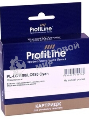 Картридж струйный ProfiLine ProfiLine для принтеров Brother PL-LC1100/LC980C DCP -145C/165C/195С/375CW MFC-250C/290C/DCP-6690CW Cyan водн