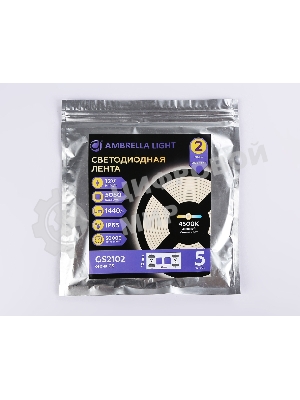 Светодиодная лента Ambrella light GS2102 5050 60Led/ 14.4W m/ 12V IP65 4500K/ 5000*10*2.87mm (2 конт.)