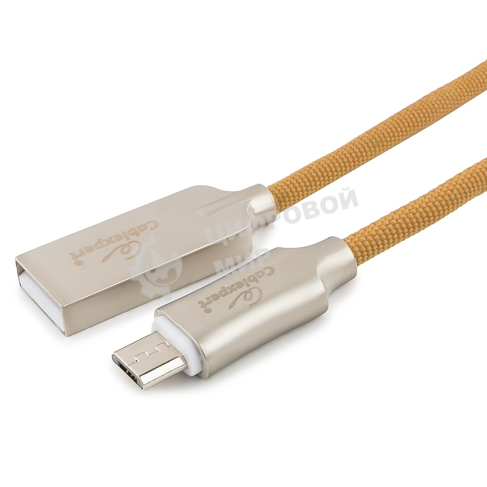 Кабель USB2.0 Cablexpert CC-P-mUSB02Gd-1.8M, AM/microB, серия Platinum, длина 1.8м, золотой, блистер
