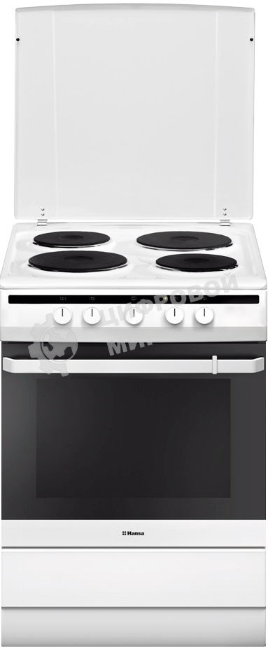 Плита электрическая Hansa FCEW63010 белый, конфорок 4 шт, духовка 69 л, 60 см x 85 см x 60 см