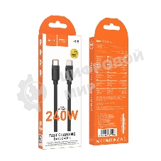 Кабель USB2.0 Hoco Type-C/Type-C, 5A, 240Вт, X115, 1м, черный, коробка