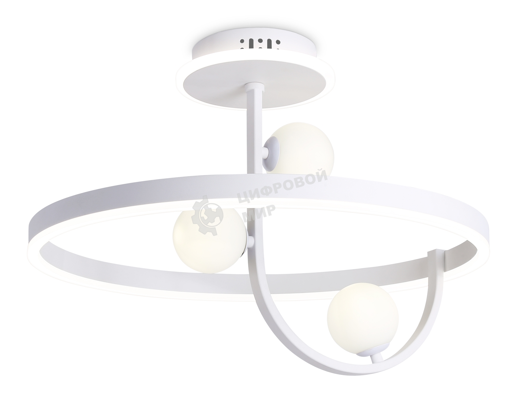 Потолочный светодиодный светильник Ambrella light FL66261/1+3 WH белый 56W 3000K-6400K+G9/3 D500*358 (ПДУ ИК)