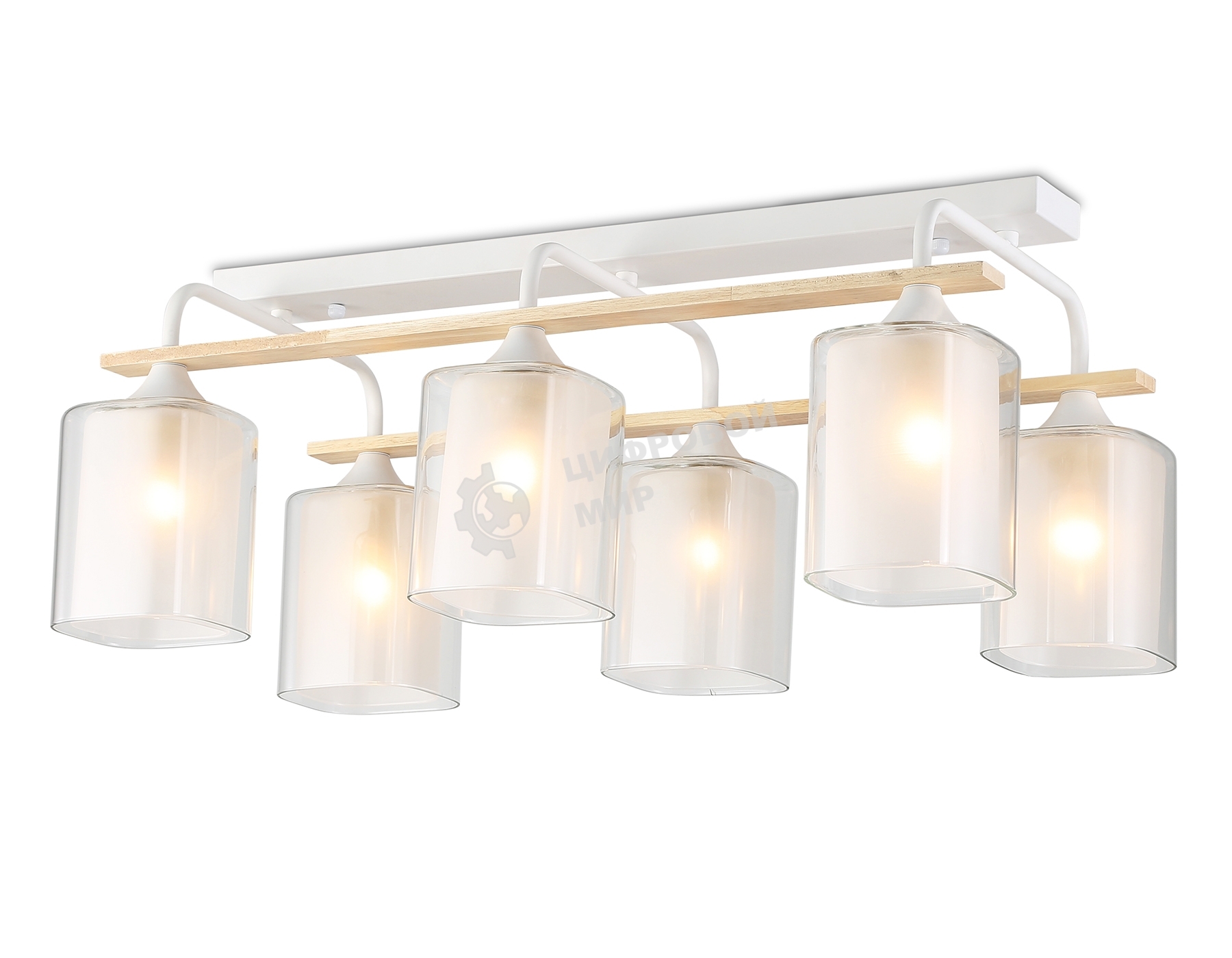 Светильник Ambrella light TR3033247/6 WH/WD белый/дерево E27/6 max 60W 580*340*245