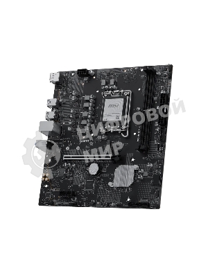 Материнская плата MSI PRO H810M-E, LGA 1851, Intel H810, 2xDDR5 (до 128 ГБ), 4xSATA, 1xM.2 (PCIe 4.0 x4), 1xPCIe 5.0 x16, 1xPCIe x1, 1xHDMI, 1xDP, 1x2.5Gb LAN, 2xUSB-A 5Gbps, 4xUSB-A 2.0, 3x3.5 мм, 7.1, чёрный, mATX