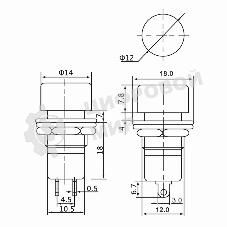 Выключатель-кнопка Rexant 250V 1А (2с) ON-OFF красный