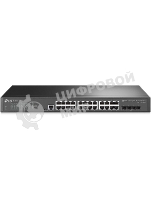 Коммутатор TP-Link JetStream 24-port Gigabit L2/L2+ Managed Switch with 4 SFP slots, support SDN controller, abundant L2/L2+ features, 1U rack mountable, full managed via web UI/CLI/Console/SSH/Telnet/SNMP.