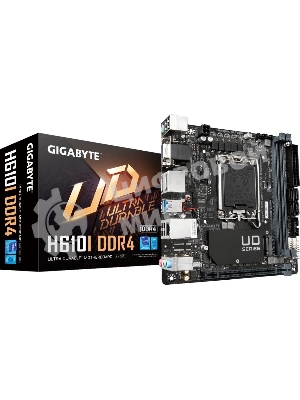 Материнская плата Gigabyte H610I DDR4, LGA 1700, Intel H610, 2xDDR4, 4xSATA, 1xM.2, 1xPCIe 4.0 x16, 1xHDMI, 1xVGA, 2xDP, 1x 1Gb LAN, 2xUSB-A 3.2 Gen 1, 4xUSB-A 2.0, 3x 3.5 мм, 7.1, Mini-ITX