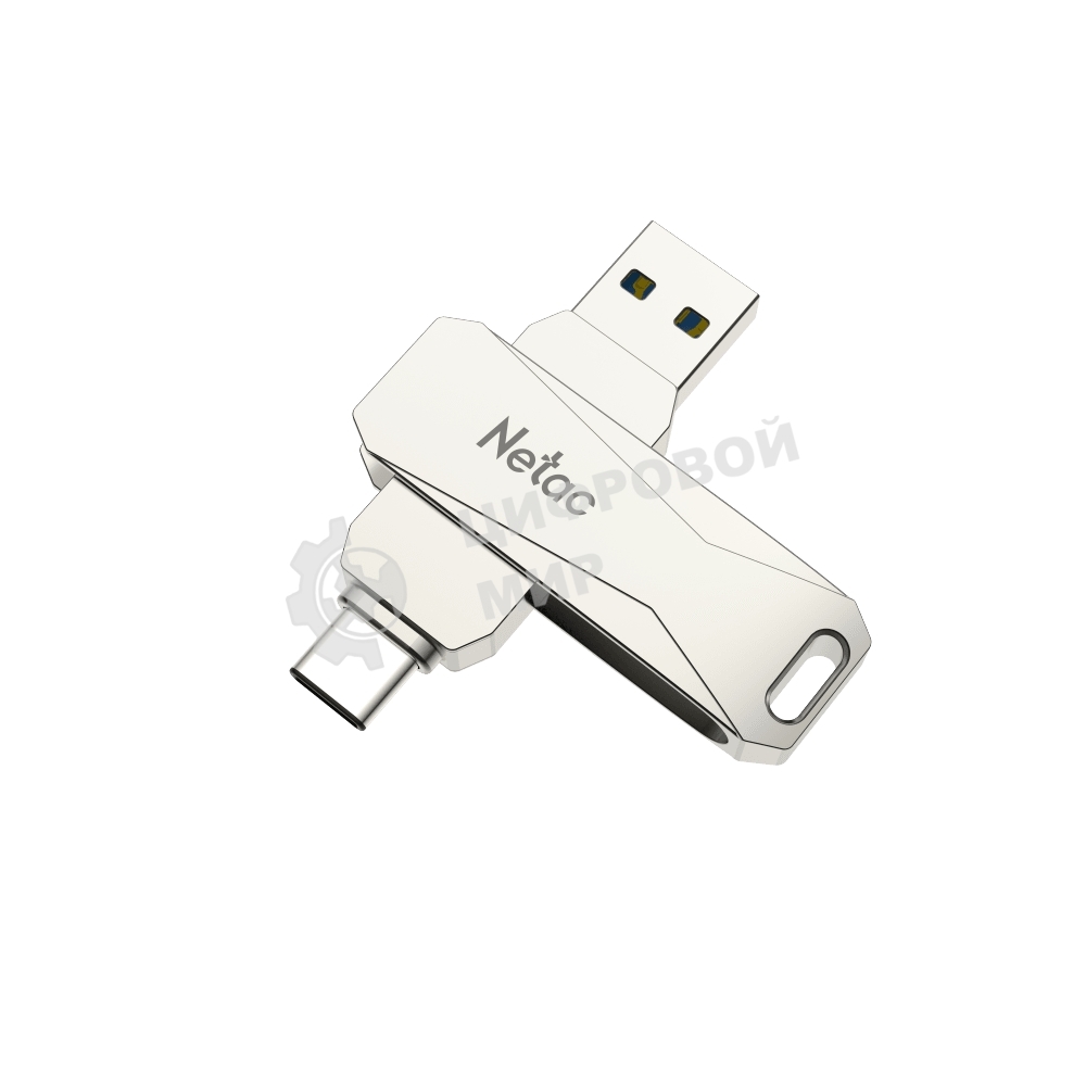 Флешка USB Netac U782C, 256Gb, USB 3.0, серебристый