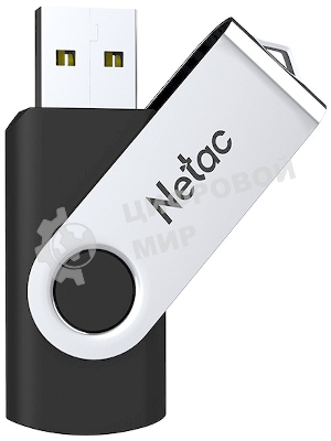 Флешка USB Netac U505 (NT03U505N-064G-20BK), 64Gb, USB 2.0, R/W 70/30, черный/серебристый