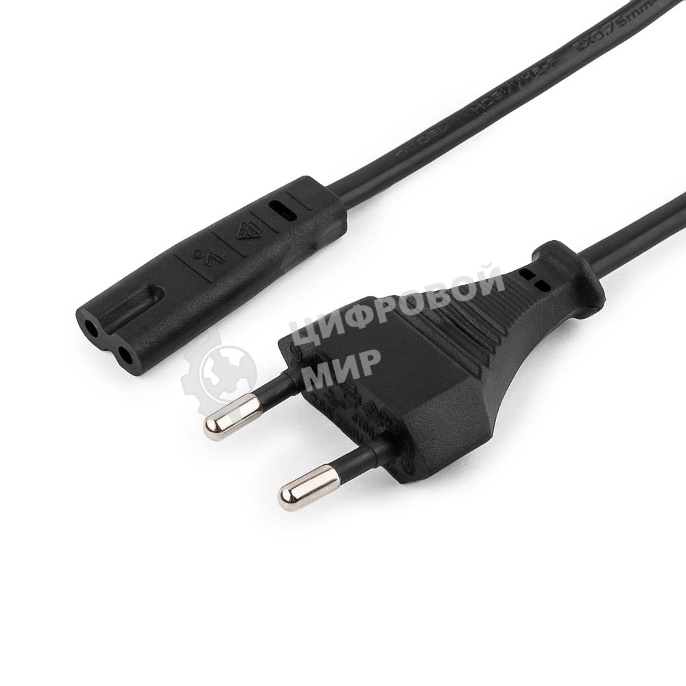 Кабель питания Cablexpert PC-184-VDE-3M, CEE 7/16-C7, 2х0.75мм2, 2.5A, VDE, 3м, черный, пакет