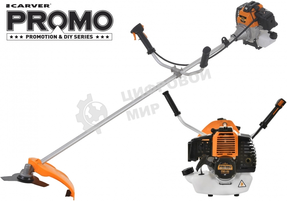 Мотокоса CARVER PROMO PBC-52 2л.с. 7600об/мин нож 255х25.4х1.3мм леска 2.4мм
