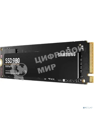 Накопитель SSD Samsung 980, 1000Gb, PCIe 3.0 x4, M.2 2280, NVMe, R/W 3500/3000