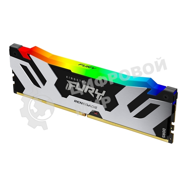Оперативная память Kingston Fury Renegade, DDR5, 32Gb (1x32Gb), 6400MHz, CL32, DIMM, радиатор, RGB, серебристый/черный
