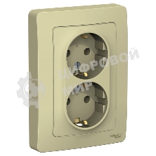 Розетка 2-м СП Blanca 16А 250В без шторок с заземл. беж. SchE BLNRS001027