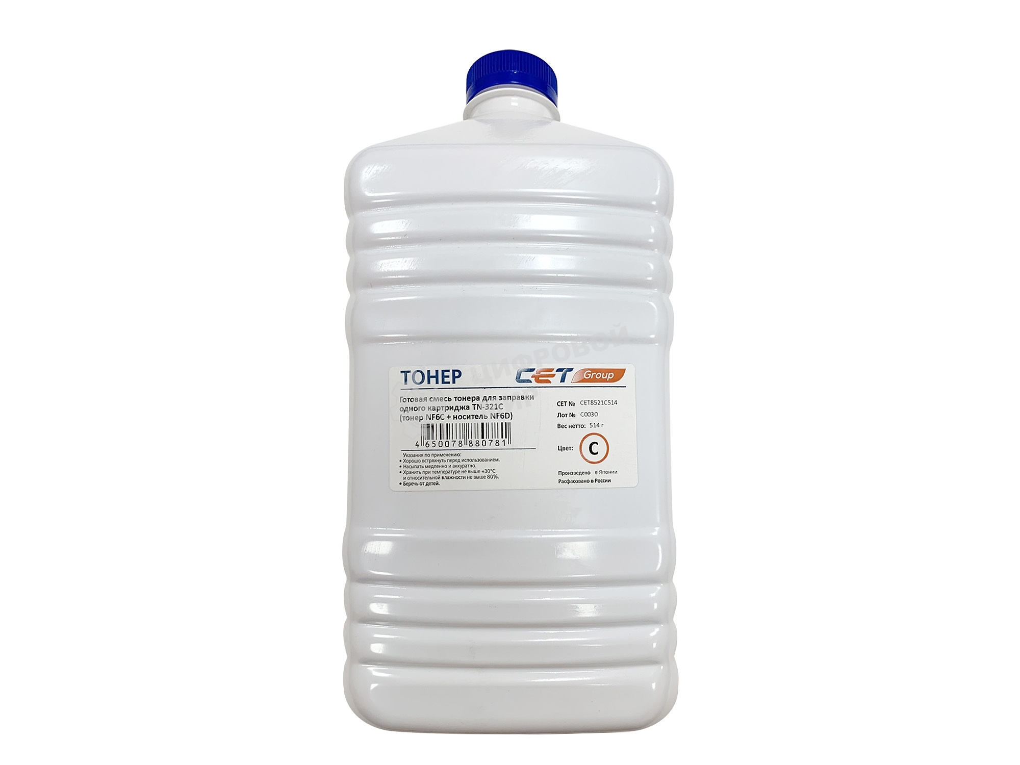 Тонер CET NF6C/NF6D голубой бутылка 514гр. (в компл.:девелопер) для принтера Konica Minolta Bizhub C224/284/364