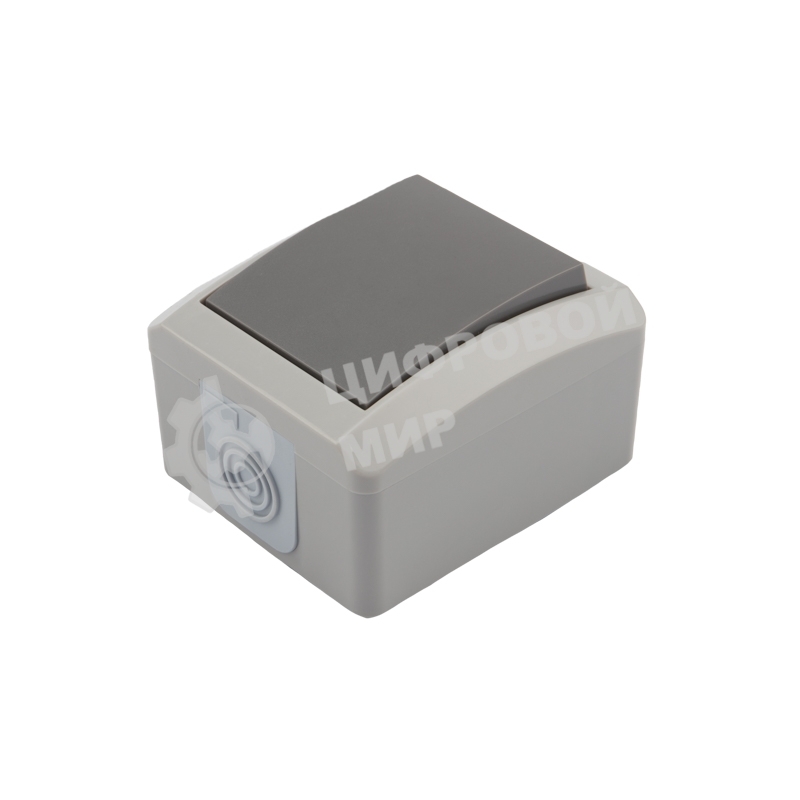 Выключатель одноклавишный Kranz INDUSTRIAL открытой установки, IP54 серый