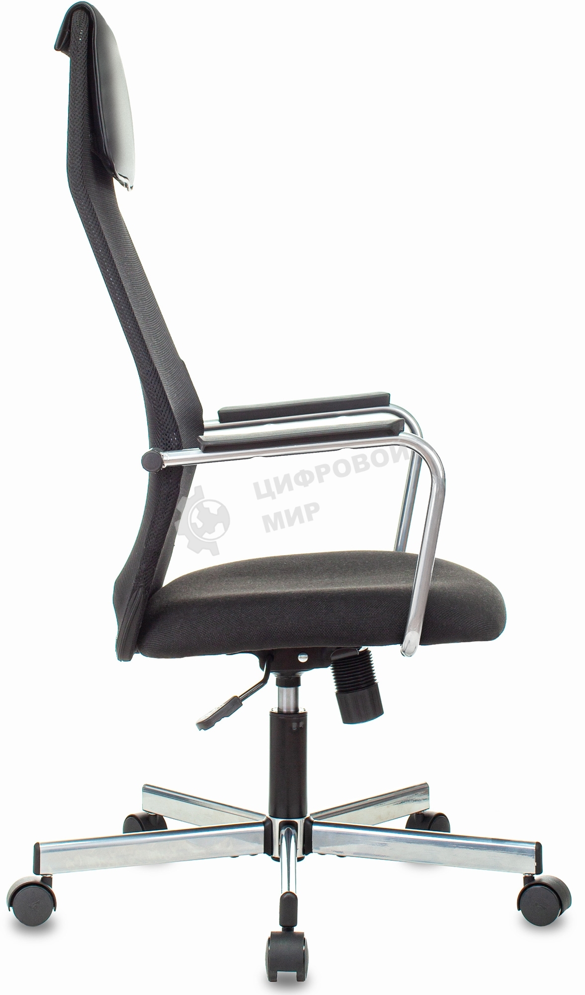 Кресло компьютерное Бюрократ KB-5M TW-01 3C11 черный, сетка/ткань, с подголов. крестовина металл хром