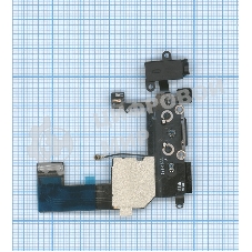 Шлейф разъема питания с аудио-разъемом для iPhone 5C черный