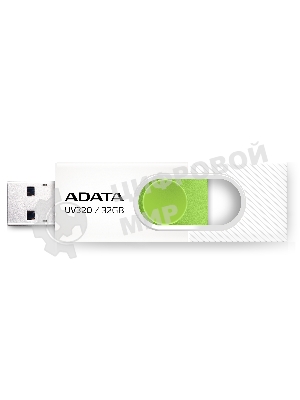 Флешка USB ADATA UV320 (AUV320-32G-RWHGN), 32Gb, USB 3.2, R/W 100/30, белый/зеленый