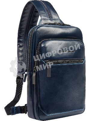 Рюкзак слинг мужской Piquadro Blue Square CA6589B2/BLU2, кожа, темно-синий