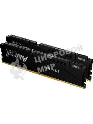Оперативная память Kingston Fury Beast, DDR5, 32GB (2x16GB), 5600MHz, CL40, DIMM, с радиаторами, черный
